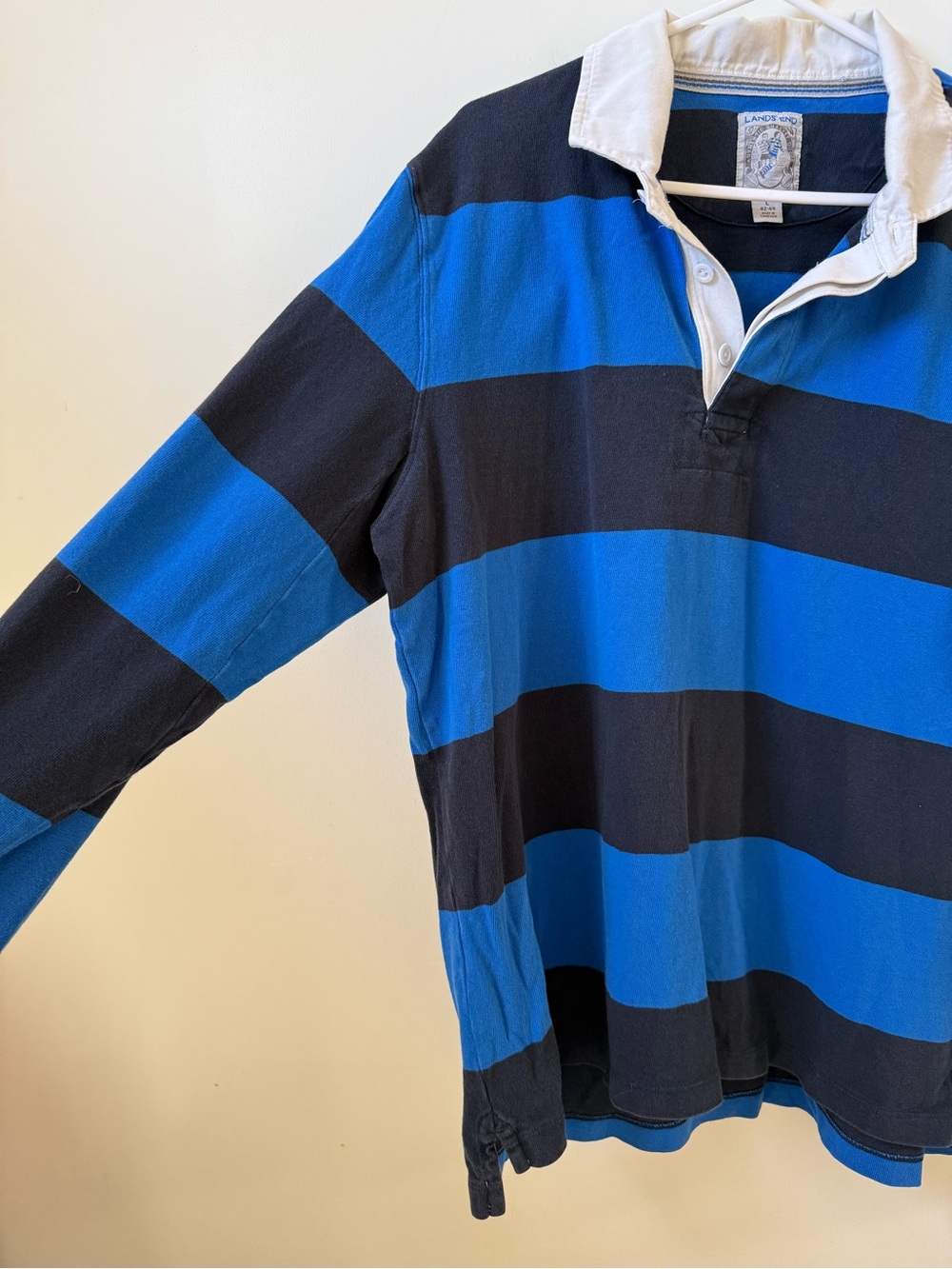Vintage Land’s End rugby cotton polo long sleeve stripe - Picture 2 of 5
